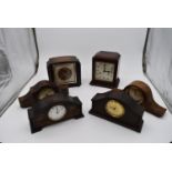 A collection of six various early to mid 20th century mantel clocks. H.23x18cm
