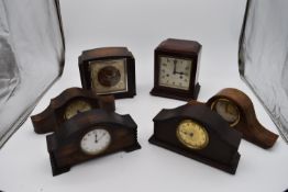 A collection of six various early to mid 20th century mantel clocks. H.23x18cm