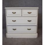 A white lacquered Victorian style chest of drawers. H.70x74x47cm (missing superstructure)
