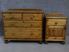 A contemporary pine chest of two short over two long graduating drawers together with a matching