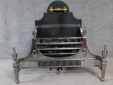 A large Regency style fire basket. (fitted for gas) H.84 W.92 D.40cm