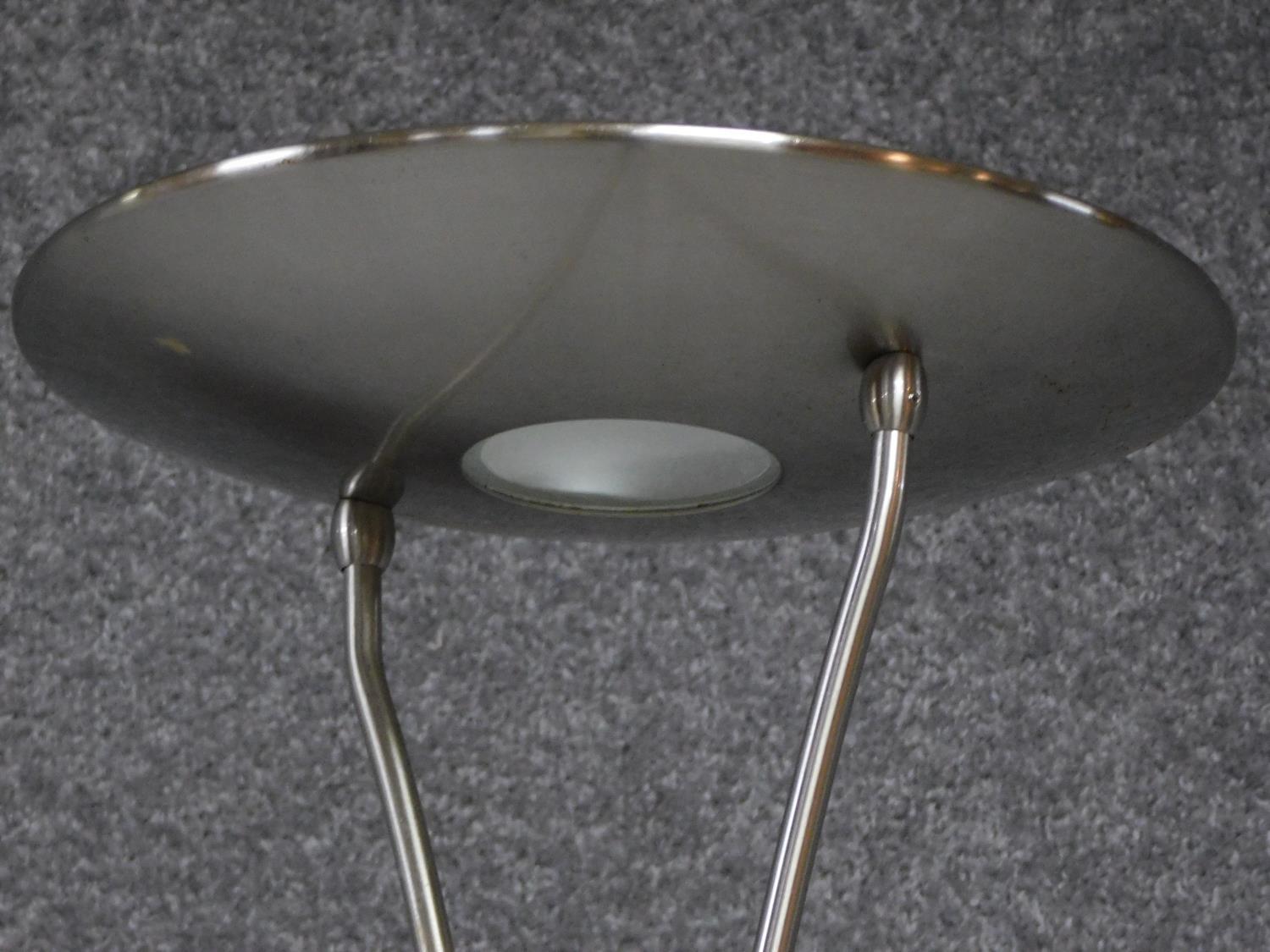 A chrome standard lamp fitted with uplighter. H.180cm - Image 2 of 4