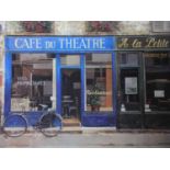 A framed Cafe du Theatre fine art print by Chiu Tak Hak. 85x115cm