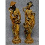 A pair of Chinese style moulded figures. H.50cm