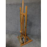 A large fully articulated beech framed easel. H.176cm