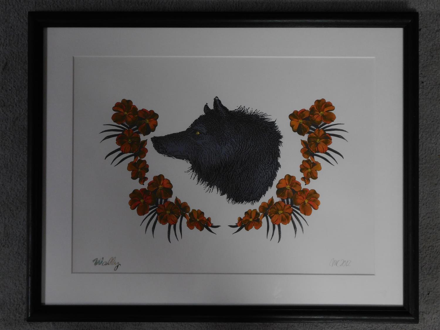 A framed and glazed screen print by Scandanavian artist Maria Clemens. Titled 'Wally',2012. - Image 2 of 5