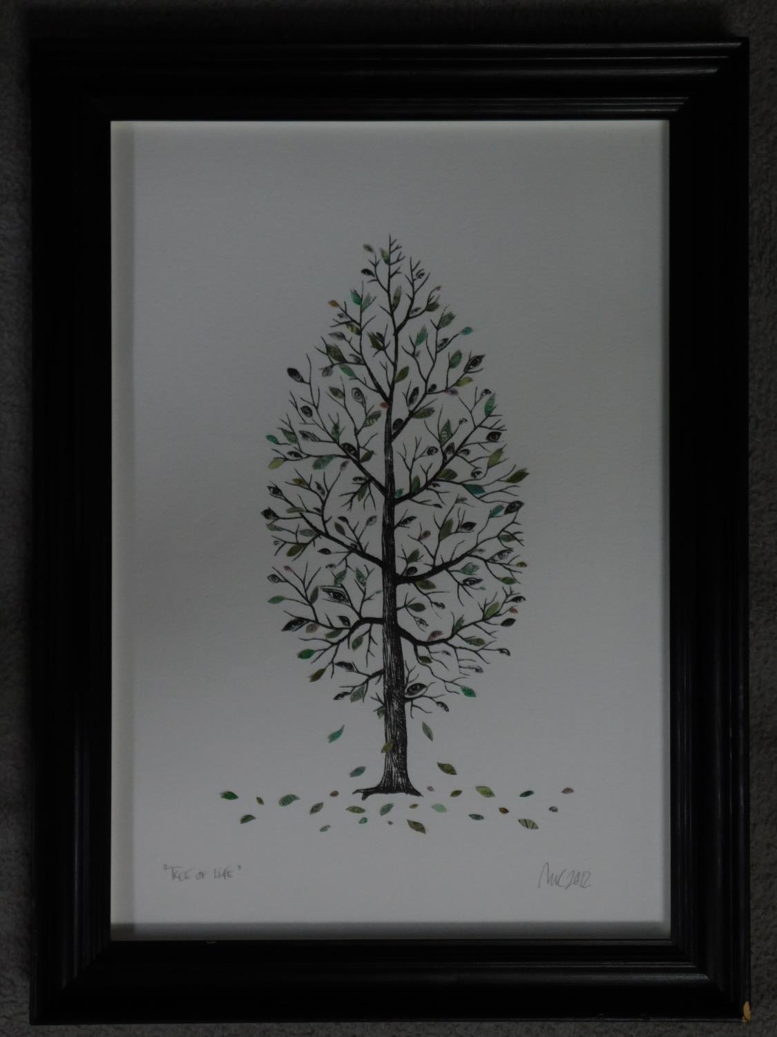 A framed and glazed hand finished screen print by Scandanavian artist Maria Clemens. Titled 'Tree of - Image 2 of 4