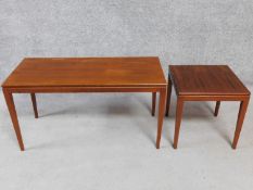 A 1970's vintage rosewood small coffee table together with a larger matching coffee table. H.44 W.84