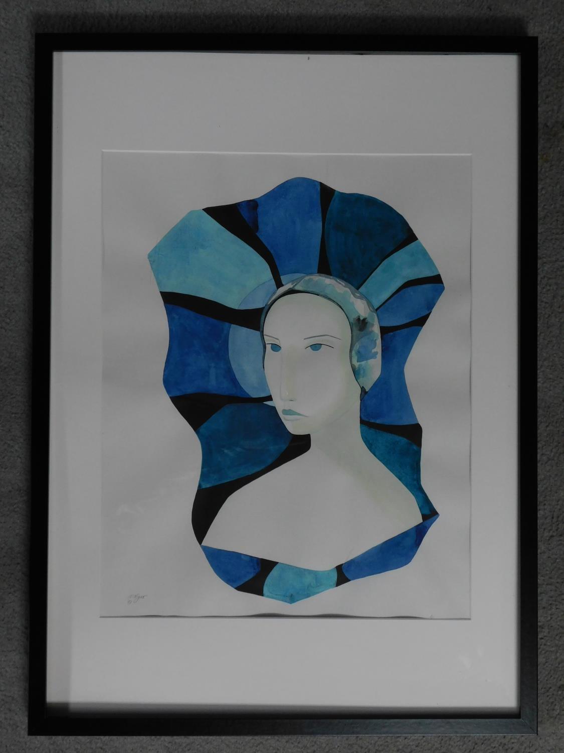 A framed and glazed acrylic ink on paper by Danish artist Natalie Nigro, titled 'Confined', 2017. - Image 2 of 4
