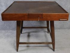 A Chinese hardwood Mah-jong gaming table. H.78 L.96 W.96cm