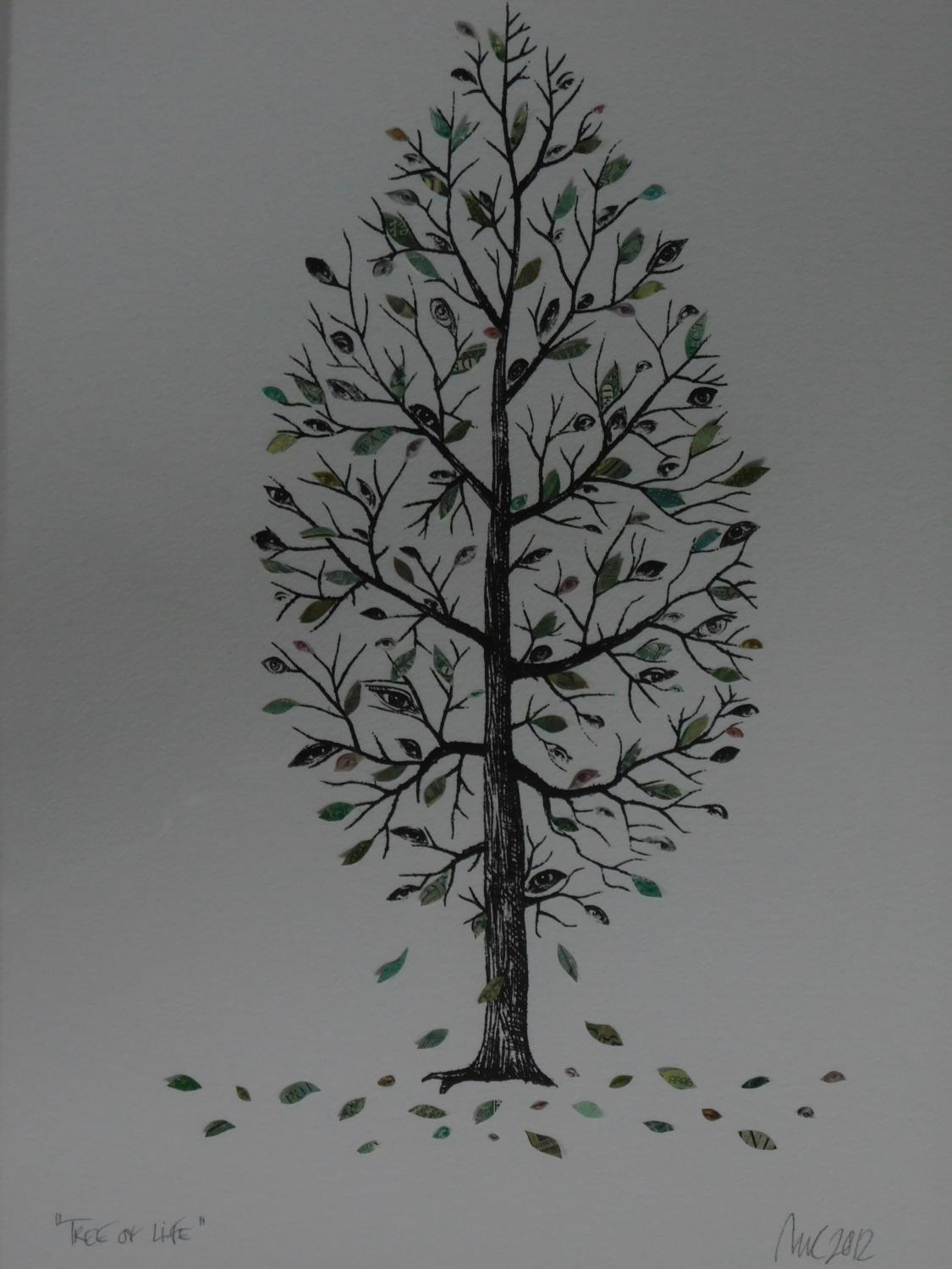 A framed and glazed hand finished screen print by Scandanavian artist Maria Clemens. Titled 'Tree of