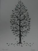 A framed and glazed hand finished screen print by Scandanavian artist Maria Clemens. Titled 'Tree of