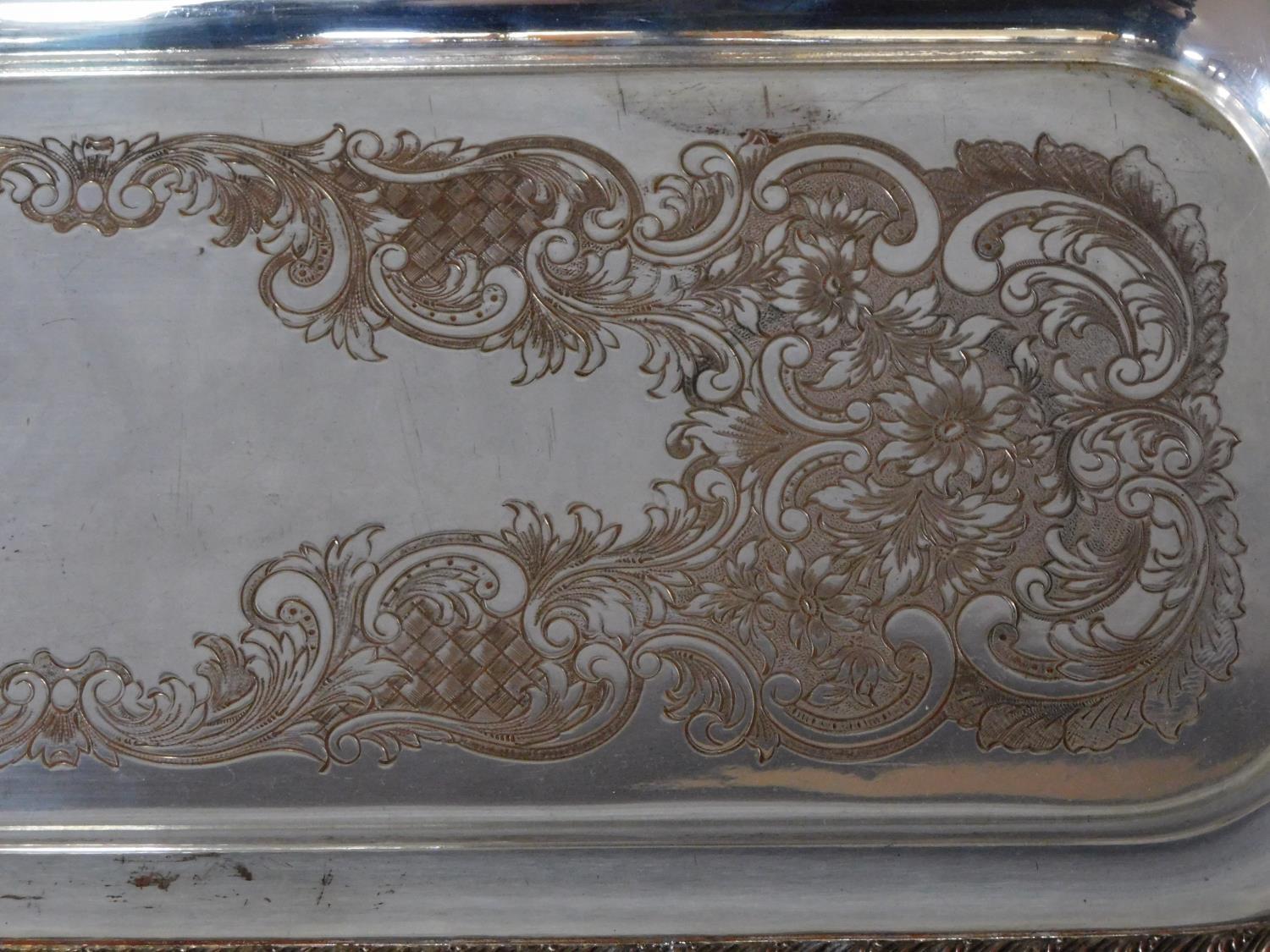 Two silver plated trays with rope effect borders, stamped to reverse with a chicken, fleur de lis - Image 2 of 5