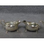 A pair of antique silver plated sauce boats by Goldsmiths Company, 112 Regent street, London. With