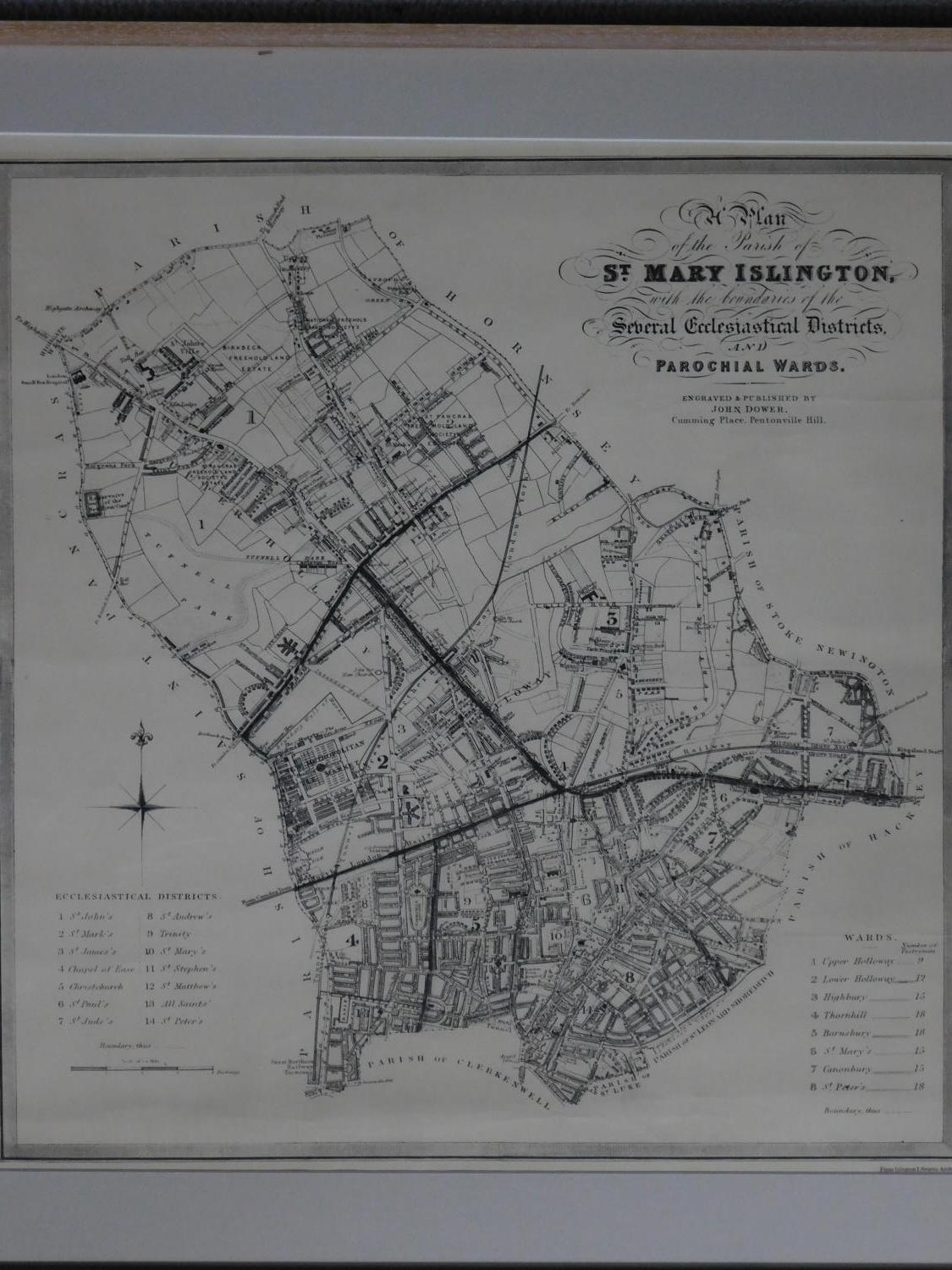 Three framed and glazed antique maps of Islington, London. 73x56cm - Image 3 of 7