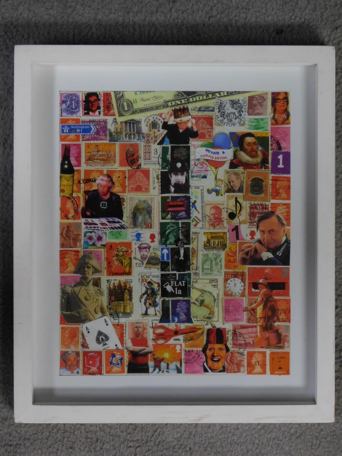 A framed and glazed limited edition print of a collage by artist Andrew Barrow Titled '1'. 34x29cm - Image 2 of 2