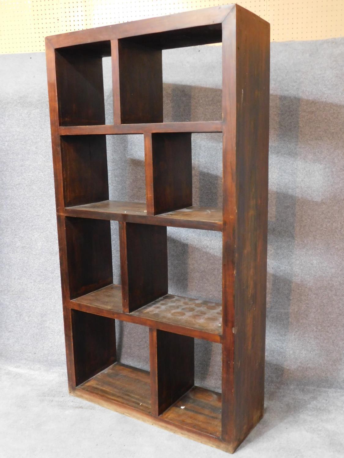 An Eastern teak open bookshelf. H.107 W.100 D.35cm - Image 2 of 3