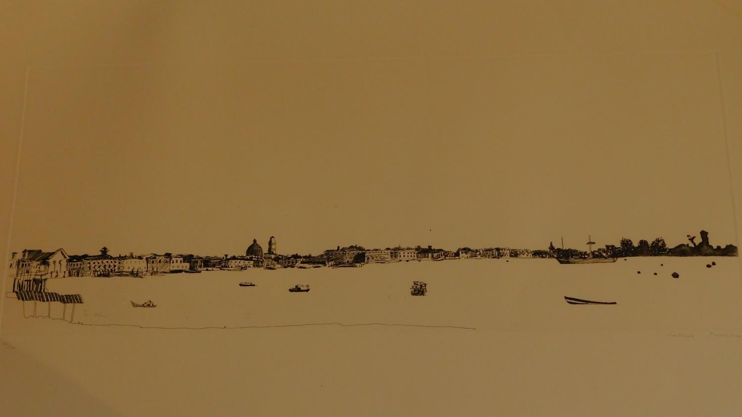 A signed limited edition etching by British Artist Patrick Procktor of Venetian Skyline from the