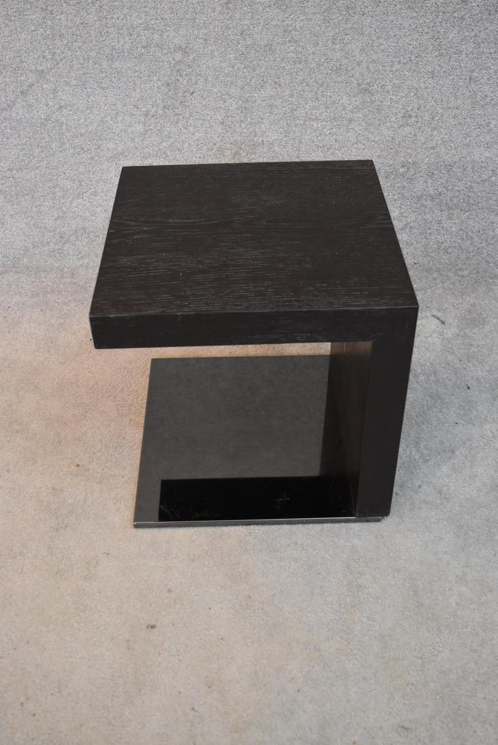 A contemporary ebonised cubiform occasional table. H.42x40cm - Image 2 of 3