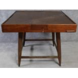 A Chinese hardwood Mah-jong gaming table. H.78 L.96 W.96cm