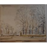 'The Entrance to Cole Park, Malmesbury', watercolour, signed Jane Young and dated 59 in pencil to