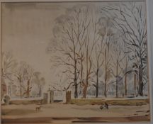 'The Entrance to Cole Park, Malmesbury', watercolour, signed Jane Young and dated 59 in pencil to