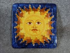 An Italian Ceramiche Artistiche Gialletti Giulio handpainted majolica sun dish. Signed to back and