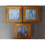 Three framed oils on board, titled 'Chance Gang', 'Blue Room' and 'Hot Wash', all by British painter