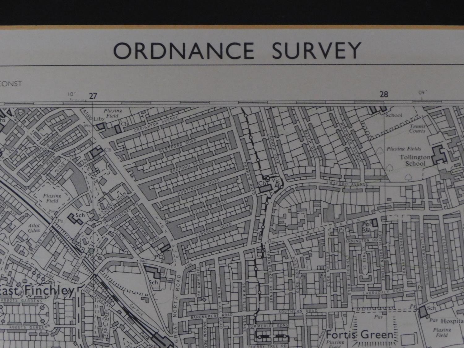 A framed and glazed ordinance survey map of Greater London. 69x79cm - Image 6 of 6