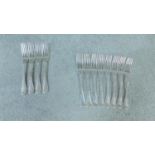 A set of twelve antique sterling silver forks. A set of four H J Lias & Son forks hallmarked: