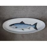 A vintage oval salmon platter by Richard Bramble for Jersey pottery. Length 64.5cm.