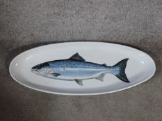 A vintage oval salmon platter by Richard Bramble for Jersey pottery. Length 64.5cm.