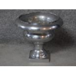 A vintage aluminium pedestal urn planter H.30 W.33 D.33cm