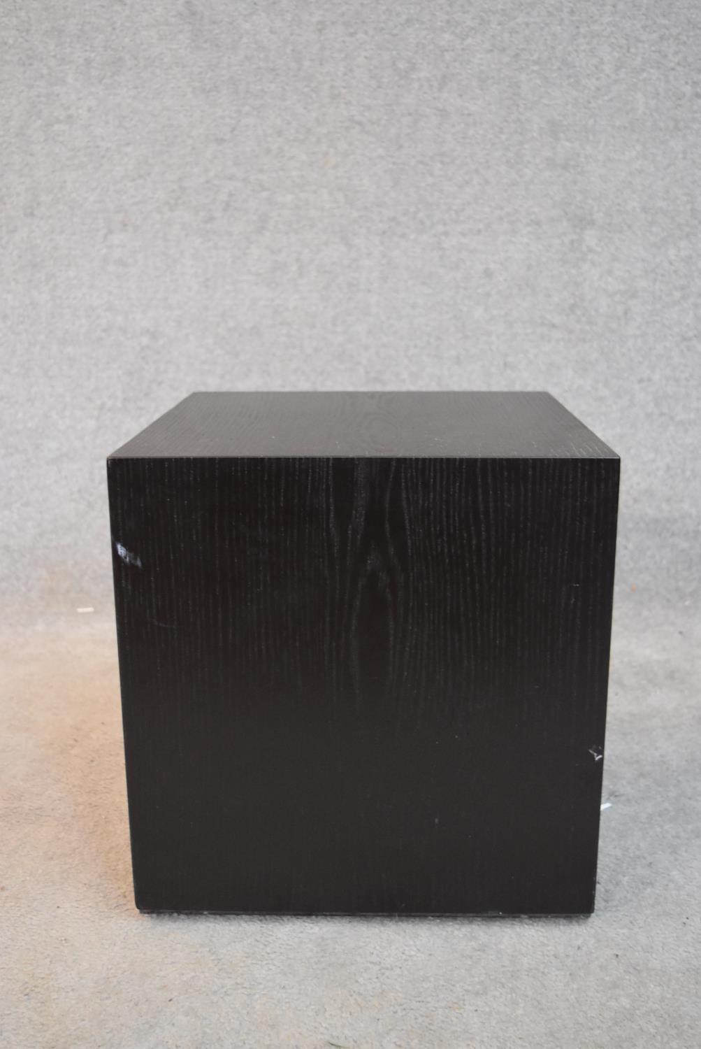 A contemporary ebonised cubiform occasional table. H.42x40cm - Image 3 of 3
