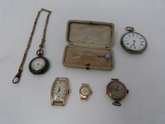 A collection of yellow metal, 9ct gold and antique watches. Including a cased opal glass yellow