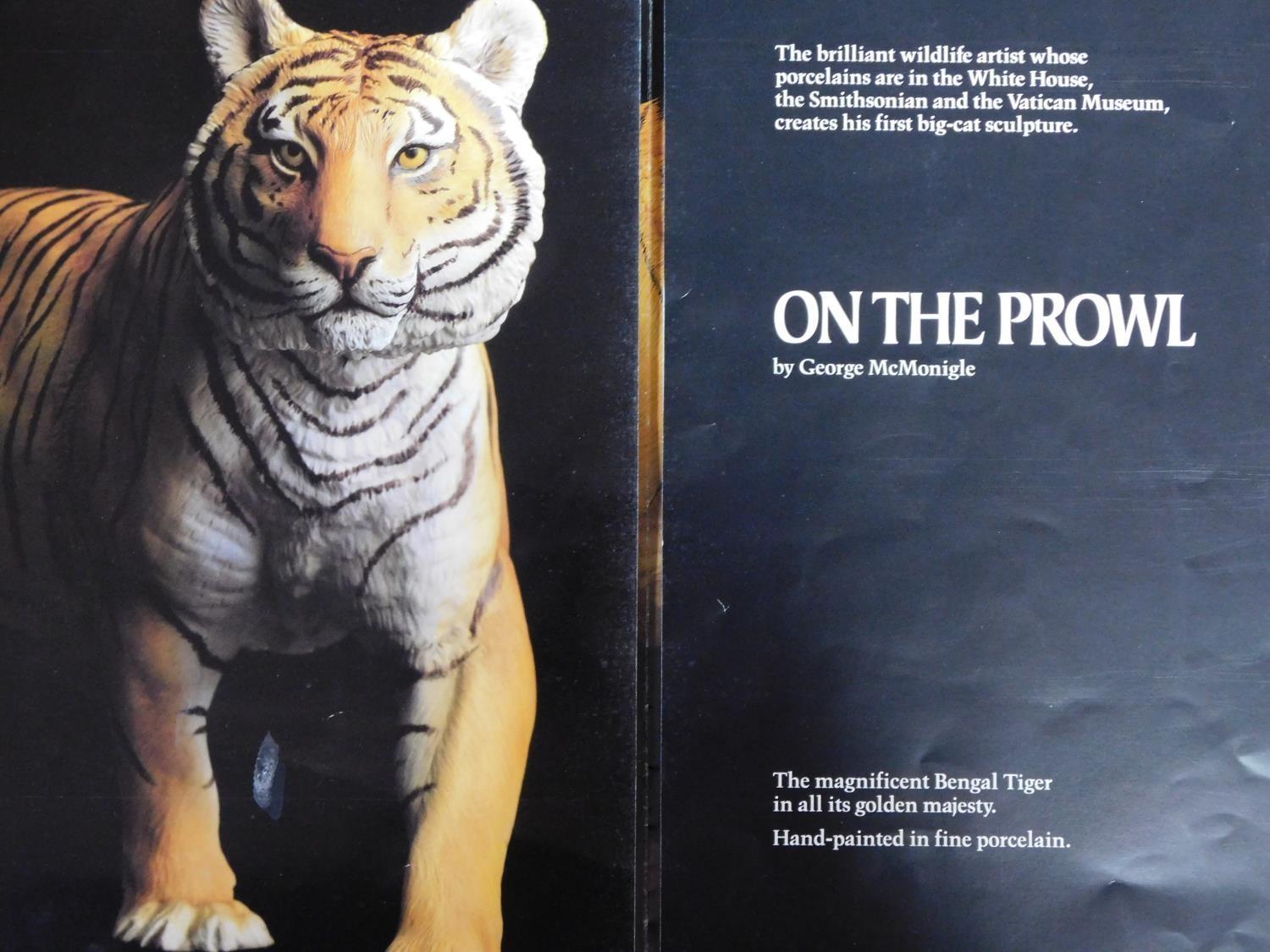 A Franklin Mint 'On The Prowl' porcelain hand painted striding tiger by George Mc Monigle . - Image 9 of 14