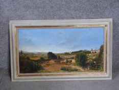 A framed oil on canvas by Cyppo Streatfield. Titled 'San Gimigniano', The Evening Light, Tuscany,