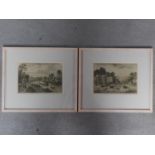 Two framed and glazed coloured lithographs, one titled 'Highgate Archway Gate and Tavern in 1825'