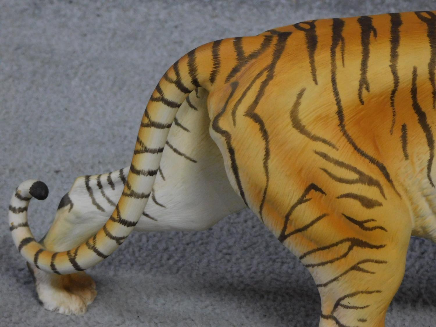 A Franklin Mint 'On The Prowl' porcelain hand painted striding tiger by George Mc Monigle . - Image 4 of 14