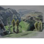 A framed and glazed watercolour titled 'Near St. Perag', signed by Roland Pym. 42x57cm