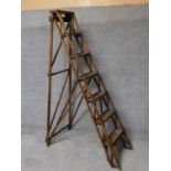 An vintage patent lattistep library step ladder from Hatherley Jones. H.180cm