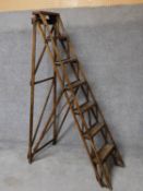 An vintage patent lattistep library step ladder from Hatherley Jones. H.180cm