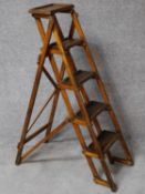 A vintage library step ladder. H.126cm