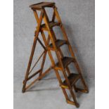 A vintage library step ladder. H.126cm