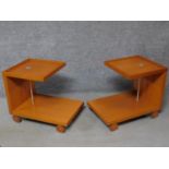 A pair of contemporary two tier wheeled trollies by Ligne Roset. H.56 W.45 D.65cm