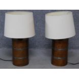 A pair of vintage style beaten copper table lamps. H.61cm