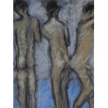 A framed and glazed pastel titled 'Soaping', by British painter and sculptor Alan John. 30x44cm