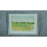 A framed and glazed watercolour of a Greek landscape by a British painter Anne Usborne. Signed and