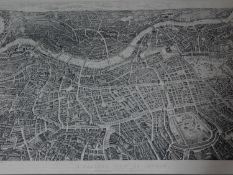 A framed and glazed antique balloon view of London, printed by Headley Brothers ltd. 107x72cm