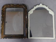 Two antique framed mirrors, one bevelled, both original plates. 84x63cm